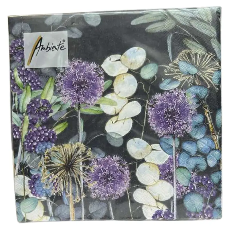 Ambiente Purple And Green Floral Lunch Napkins – 20-Pack Garden-Inspired Set 1