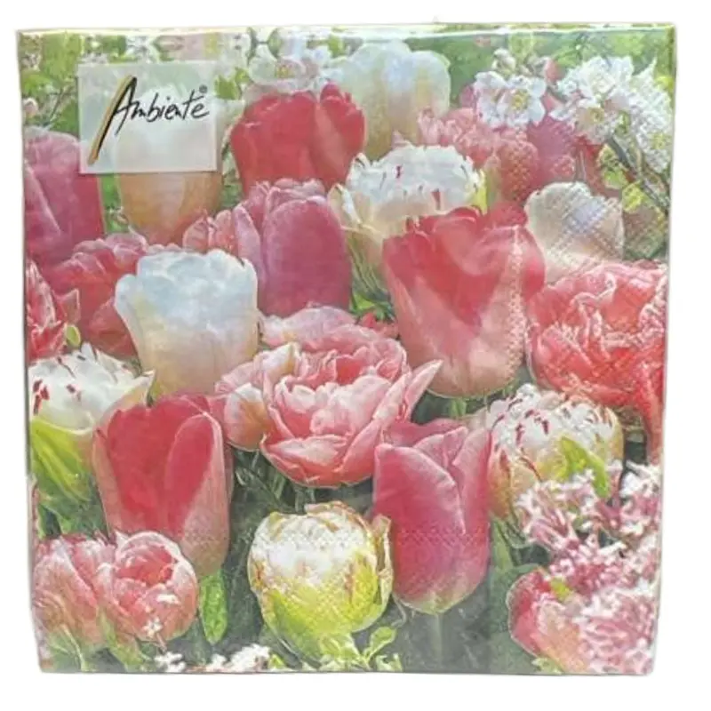 Ambiente Tulip Garden Lunch Napkins – 20-Pack Floral Print Tissue Pack 1