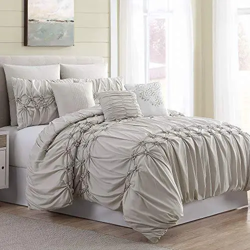 Amrapur Overseas Sophie 8-Piece Queen Comforter Set – Neutral Sand-Tone Bedding Ensemble 1