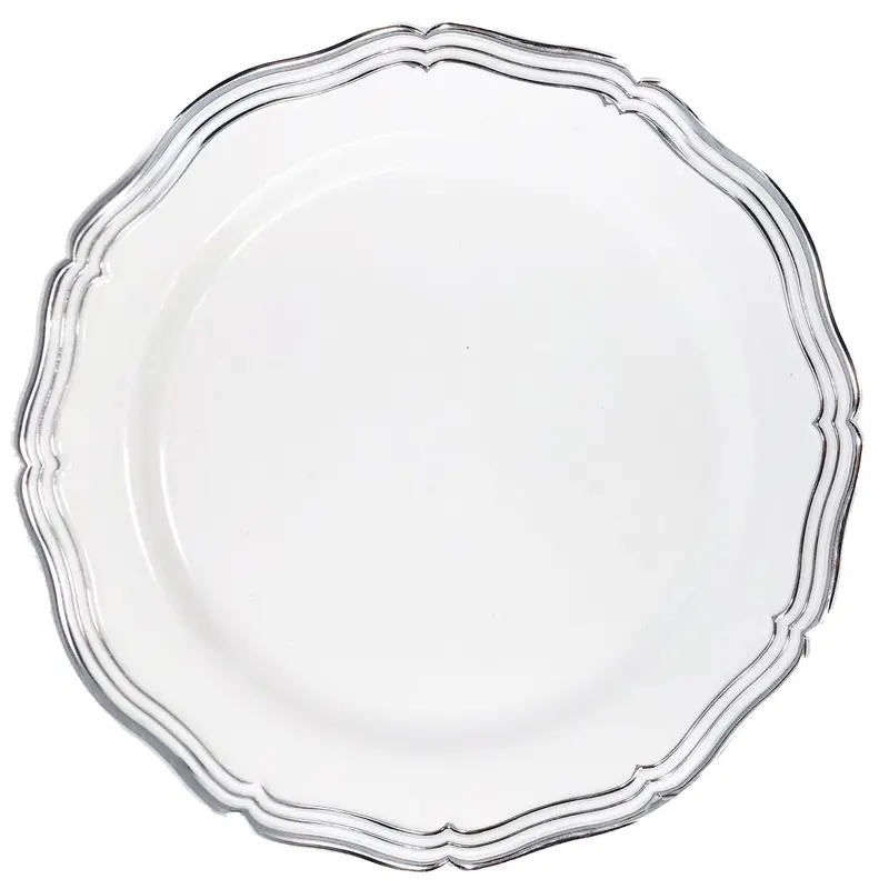 Aristocrat 10-Inch White-And-Silver Disposable Dinner Plates – 10-Pack 1