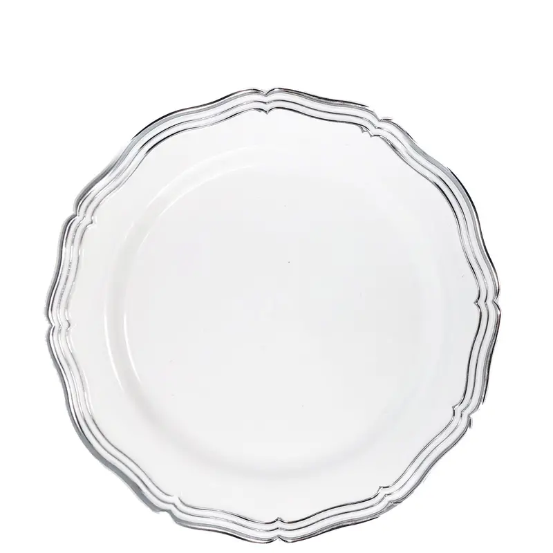 Aristocrat 7.5-Inch White-And-Silver Appetizer Or Dessert Plates – 10-Pack 1