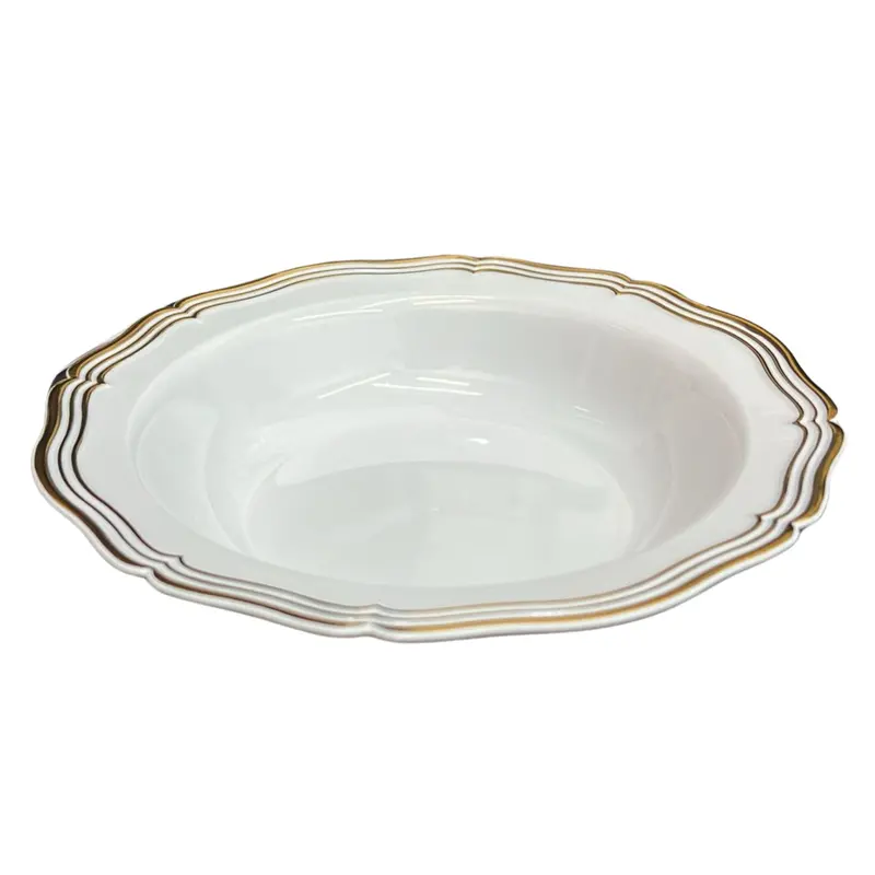 Aristocrat White & Gold 7.5-Inch Plastic Soup Bowls — 10-Piece Elegant Set 1