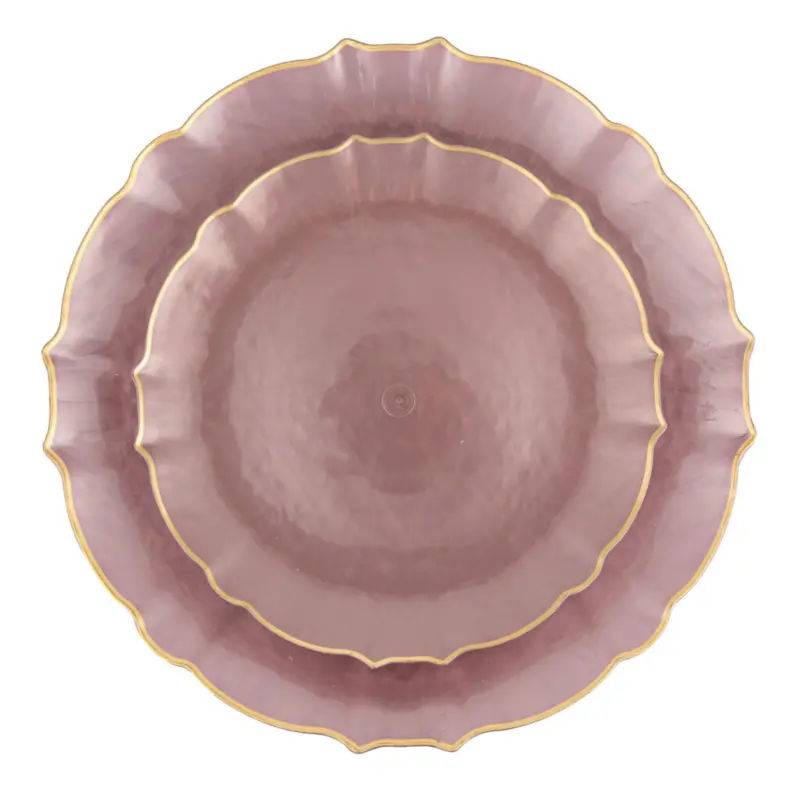 Aristocratic 10.25-Inch And 7.5-Inch Pearl-And-Pink Plates With Gold Rim 1