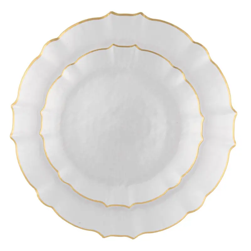 Aristocratic 10.25-Inch And 7.5-Inch Pearl Plates With Gold Rim 1