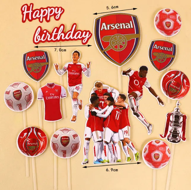 Arsenal Fc Cupcake Toppers – 13-Piece Soccer-Inspired Cake Decoration Set 1