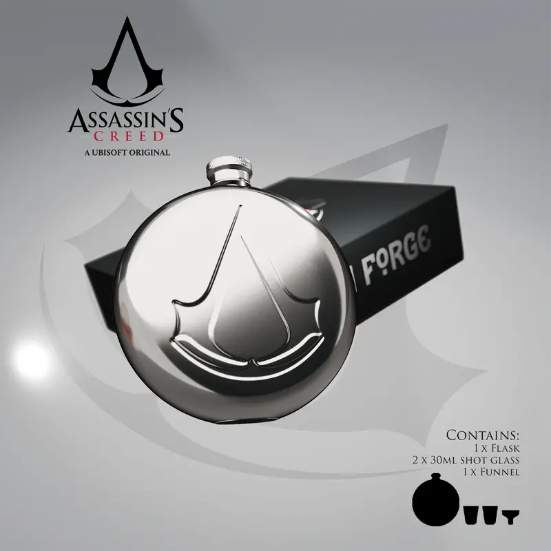 Assassin’S Creed Hip Flask Set – Themed Stainless Steel Gift Bundle 1