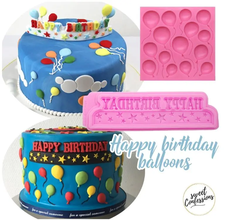 Balloon And Birthday Star Silicone Mold For Fondant, Chocolate, And Celebration Cakes 1