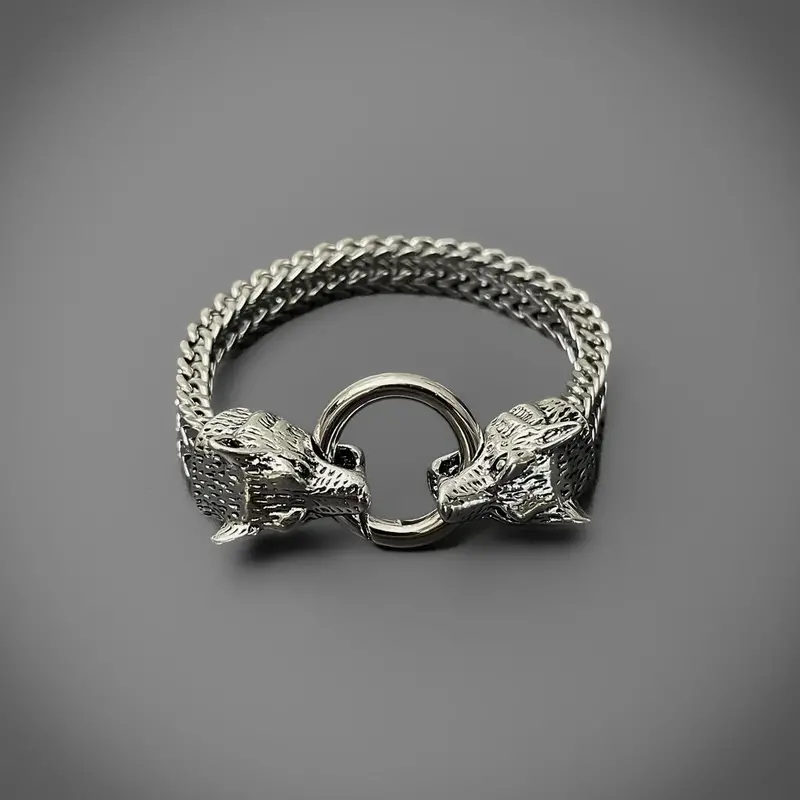 Bear Head Cuff Bracelet – Hand-Forged Leather & Metal 1