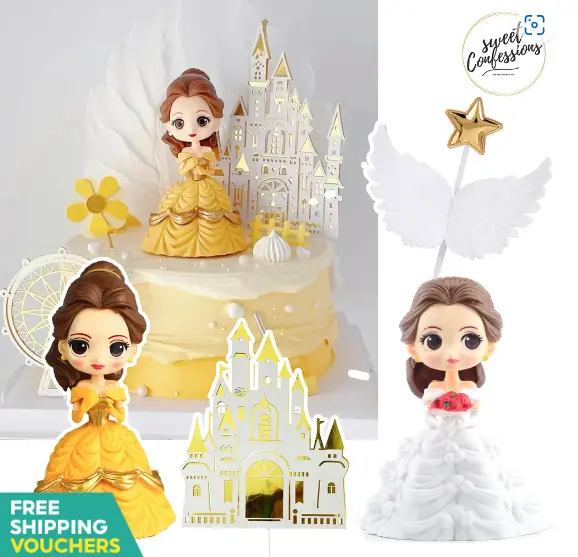 Beauty And The Beast Figurine Cake Topper – Elegant Princess Dessert Decoration For Girls' Birthday Cakes 1