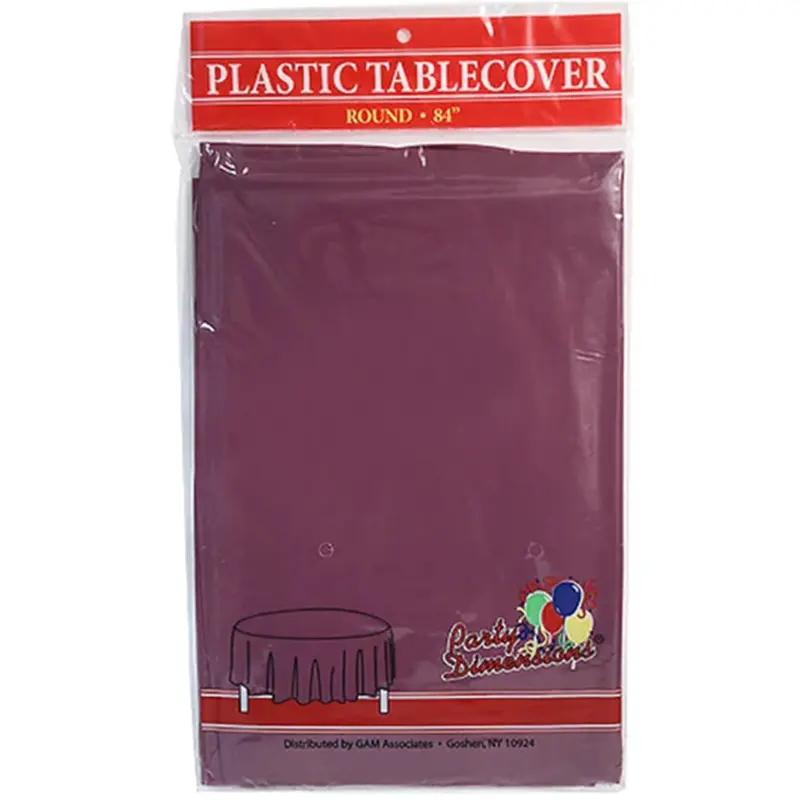 Berry Red Disposable Plastic Round Tablecloth – 84 Inch Diameter 1