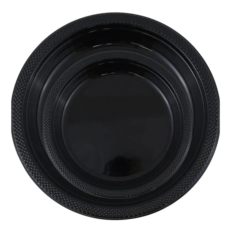 Black 10-Inch And 7-Inch Disposable Plastic Plate Combo 1