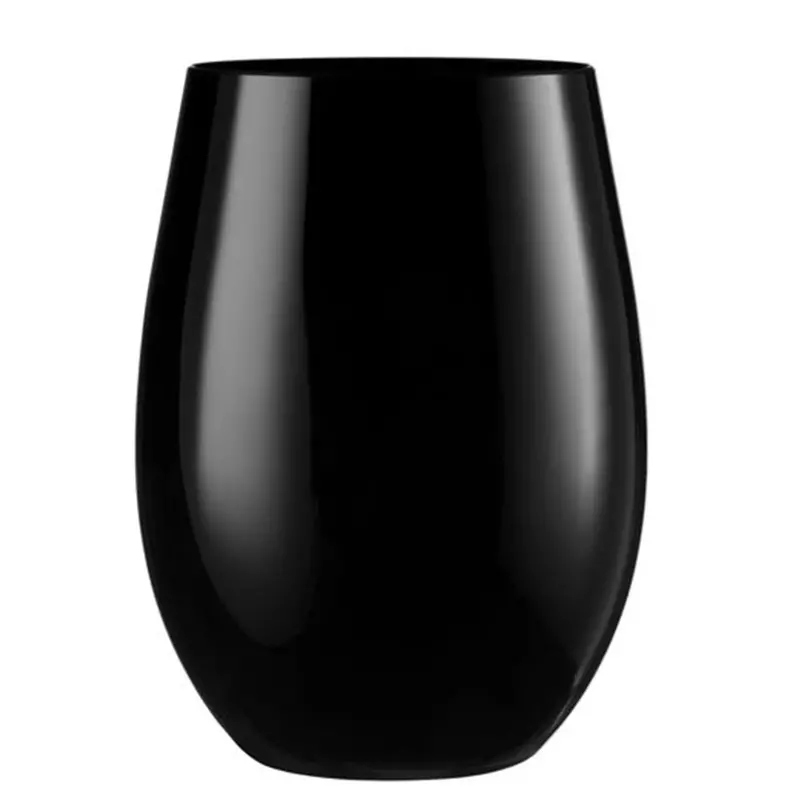 Black 16Oz Stemless Disposable Plastic Wine Goblet 1