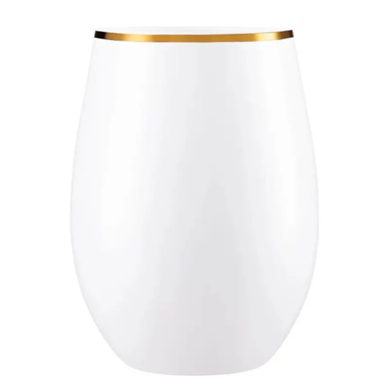 Black 16Oz Stemless Wine Glasses With Silver Rim – 6-Pack 1
