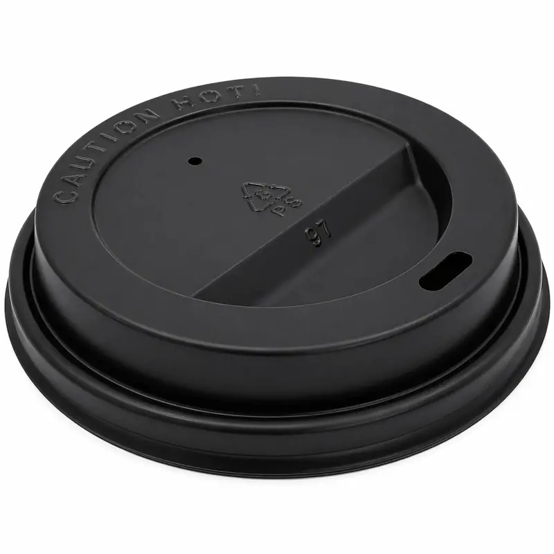 Black Dome Lids For 10 Oz, 12 Oz, And 16 Oz Poly-Coated Paper Cups – Hot & Cold Beverage Use 1