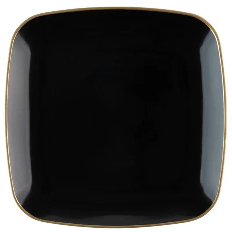 Black & Gold 10-Inch Square Disposable Dinner Plate 1