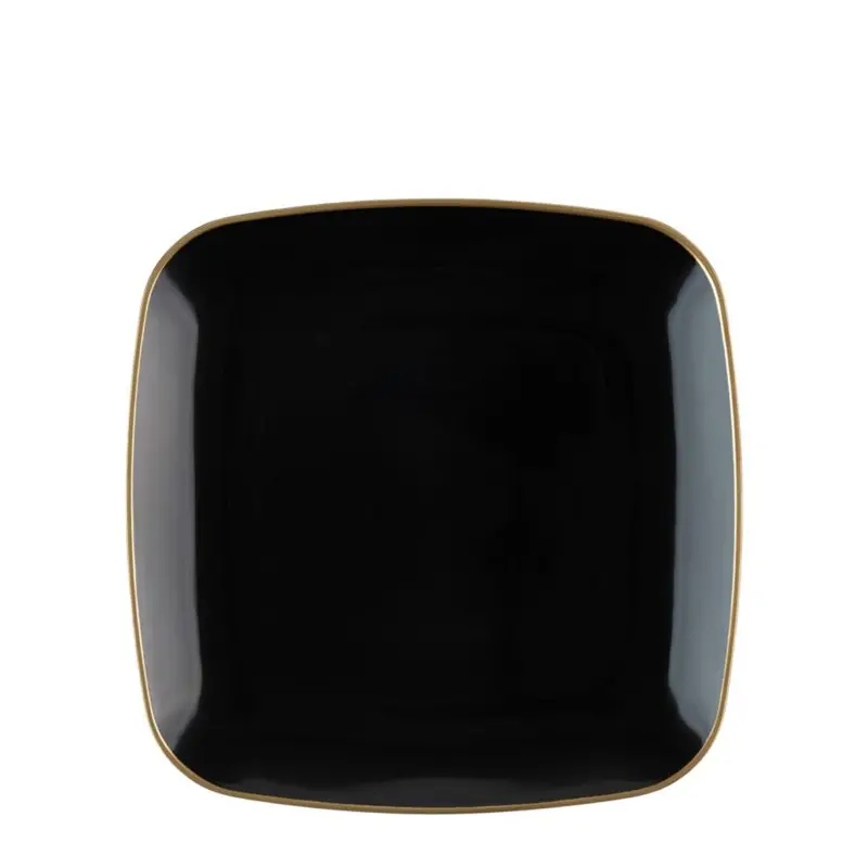 Black & Gold 7.25-Inch Square Disposable Dessert Plate 1