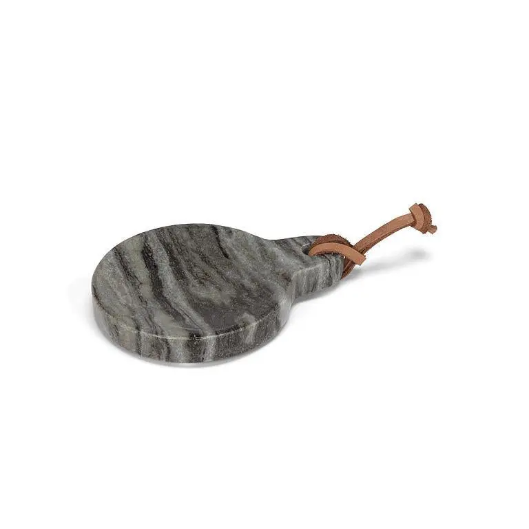 Black Marble Round Spoon Rest With Loop For Hanging 1