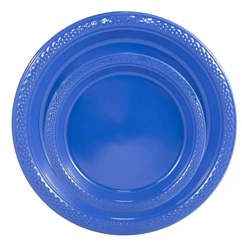 Blue 10-Inch And 7-Inch Disposable Plastic Dinner Plates – Festive Combo Set 1
