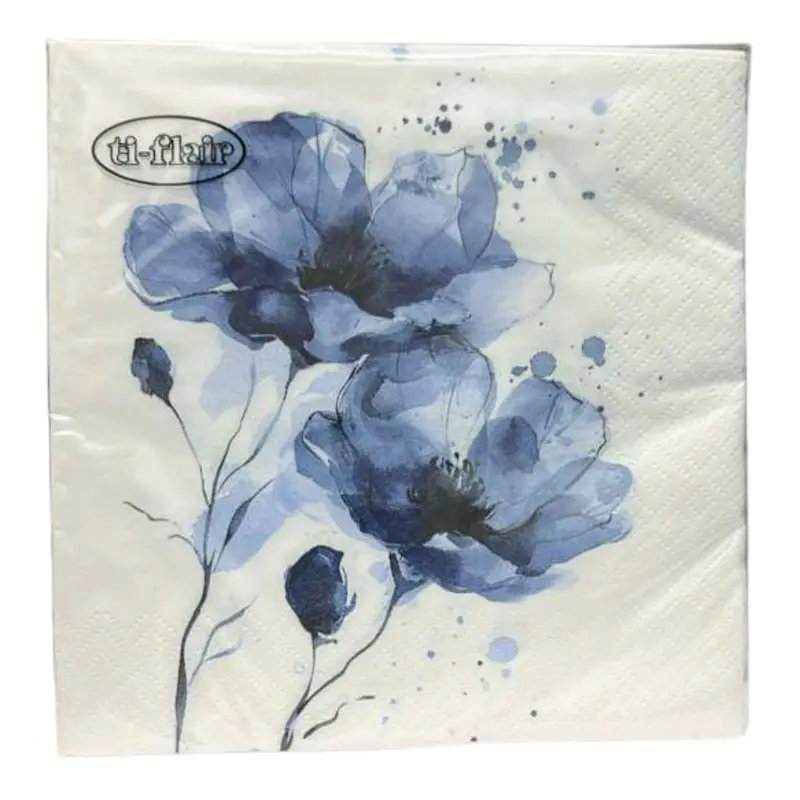 Blue Floral Lunch Napkins – 20-Pack Soft-Tone Paper Tissue 1