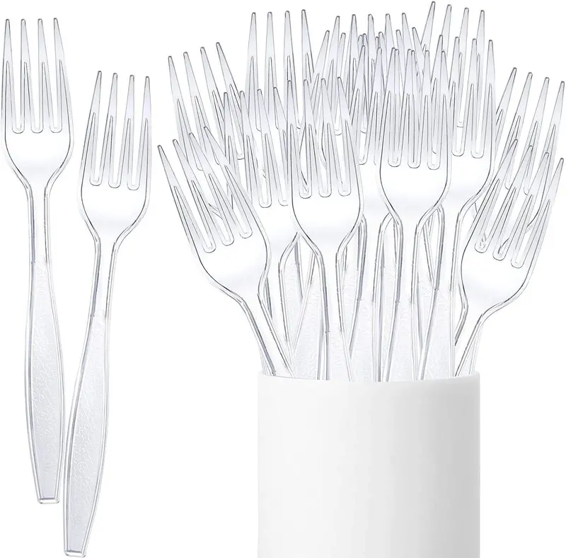 Bpa-Free Clear Plastic Utensils – 400-Piece Heavy-Duty Cutlery Pack For Picnics, Cafés, Soup Service & On-The-Go Meals 1