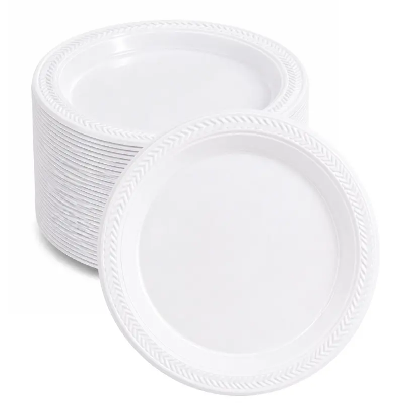 Bulk 9-Inch White Disposable Plates – Ultra-Light Plastic 1