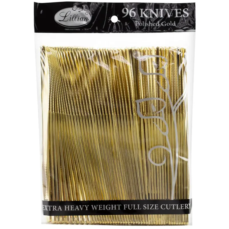 Bulk Gold Plastic Knives – Disposable Flatware For Events 1