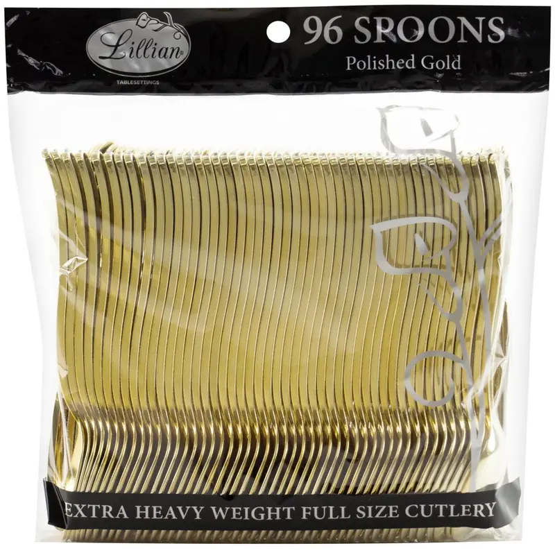Bulk Gold Plastic Spoons – Disposable Serving Utensils 1