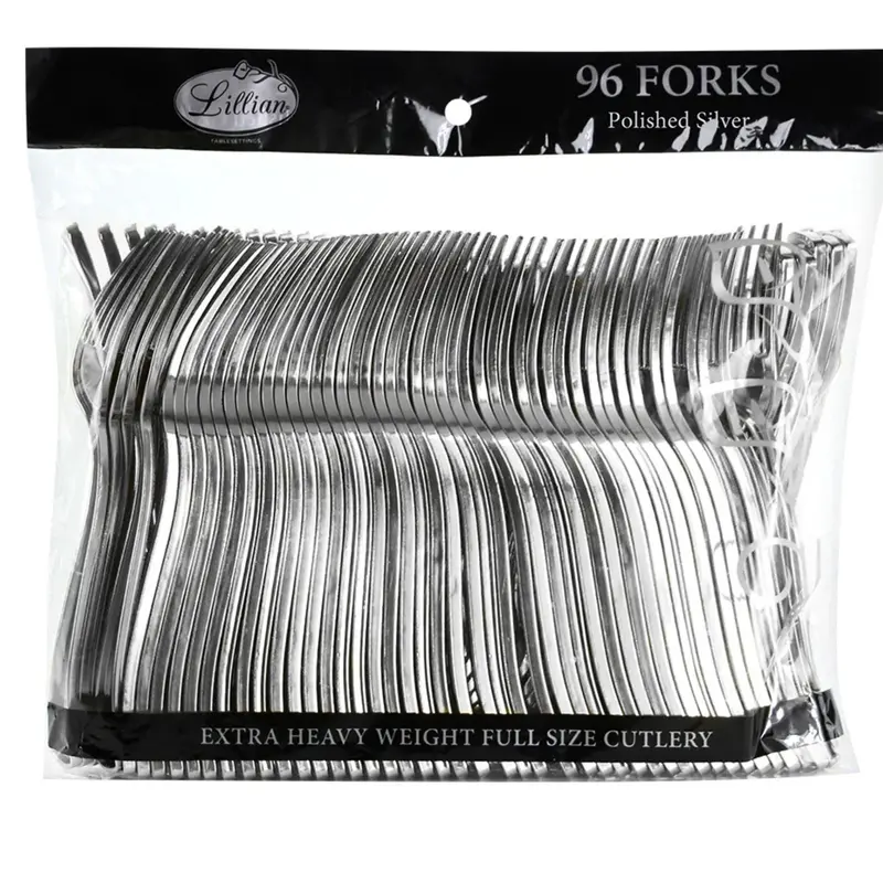 Bulk Silver Plastic Forks – Disposable Event Flatware 1