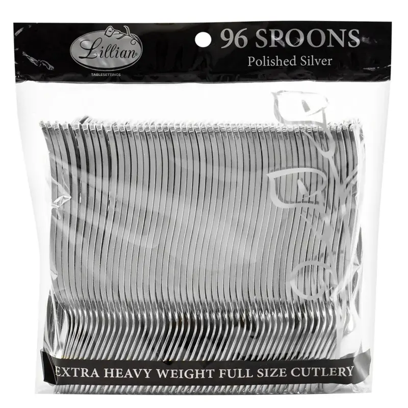 Bulk Silver Plastic Spoons – Disposable Tableware Set 1