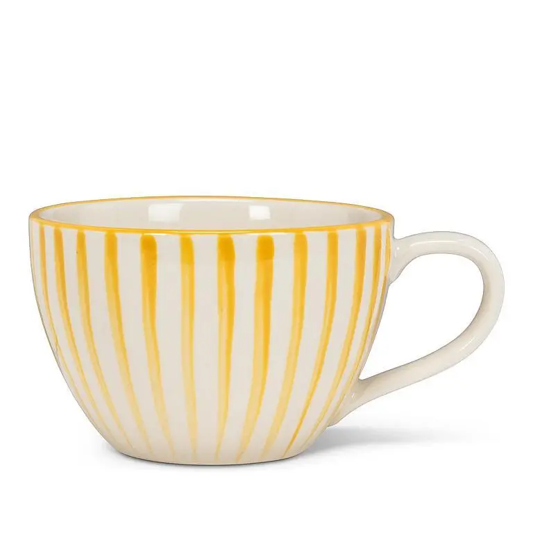 Cabana Stripe Wide Ceramic Mug – Sunny Yellow 1