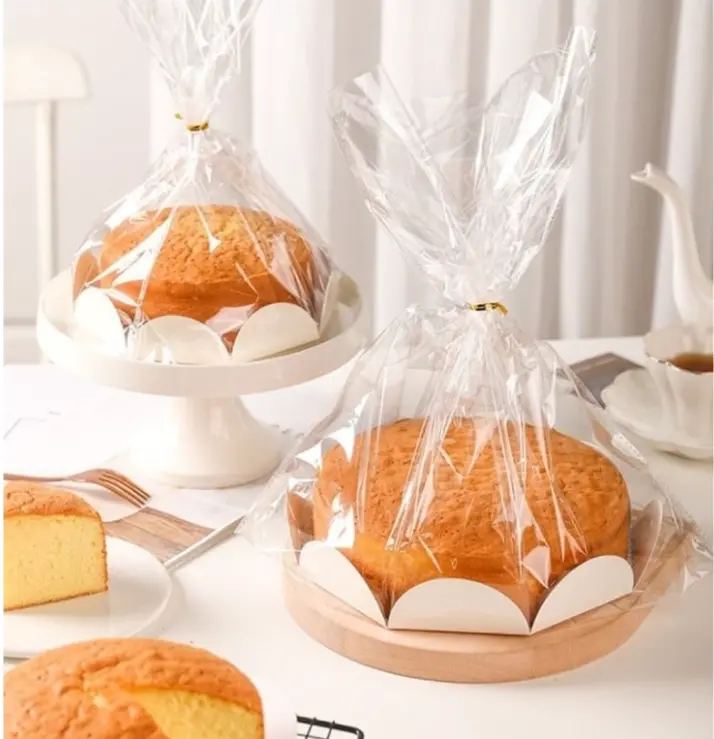Cake Packaging Kit: 10Pcs Plastic Boards & Chiffon Cake Wrapping Bags (6"/8") 1