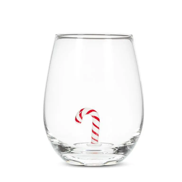 Candy Cane Stemless Wine Glass – Festive Holiday Glassware 1