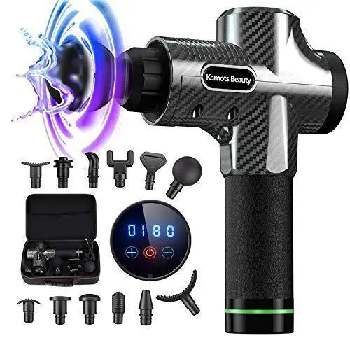 Carbon Fiber Percussion Massage Gun – 12 Attachments, Quiet Brushless Motor, Deep Tissue Relief For Athletes And Recovery 1
