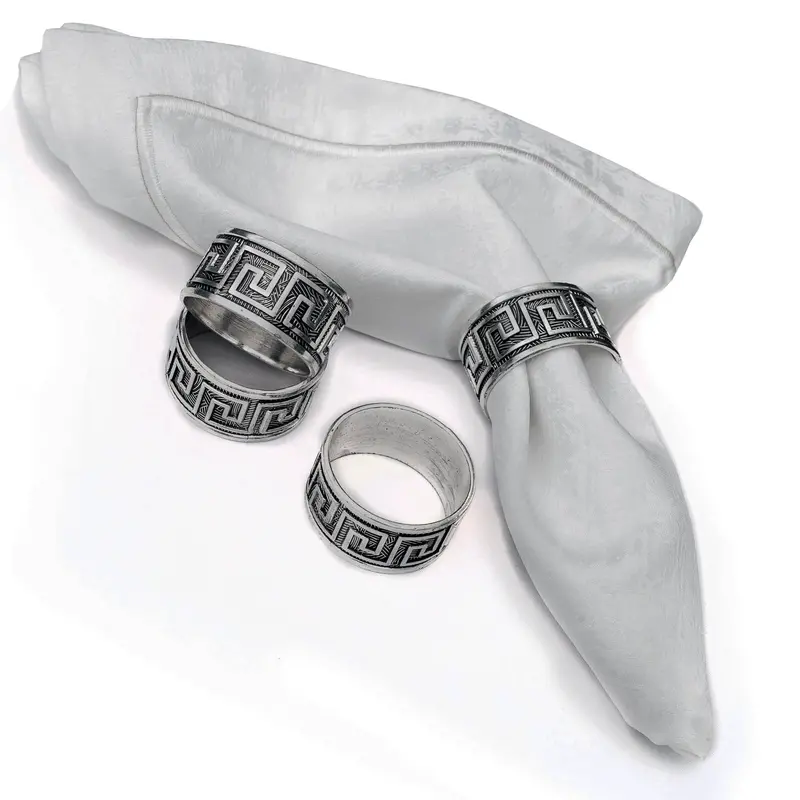 Celtic-Embossed Silver-Plated Napkin Rings – 4-Piece Set (On Sale) 1