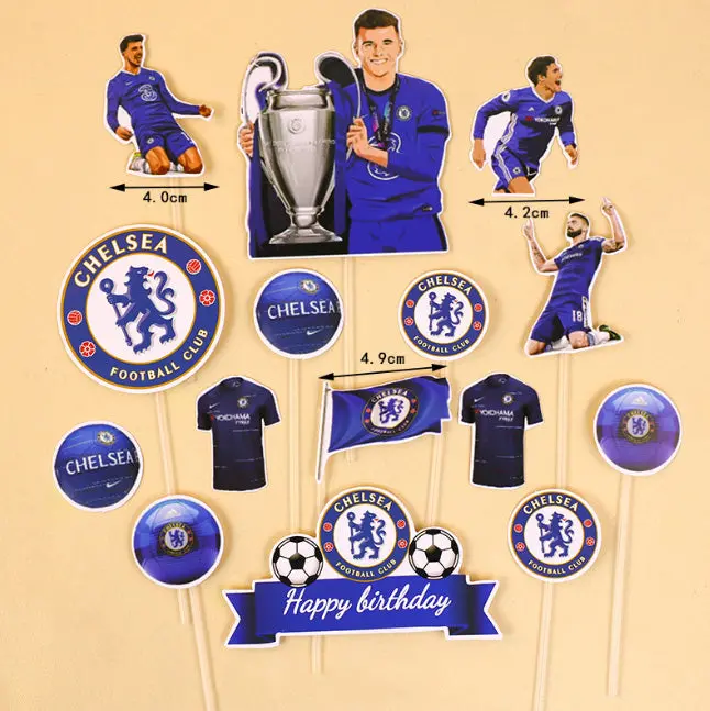 Chelsea Fc Cake Toppers – 13-Piece Blue Team-Themed Cupcake Decoration Set 1