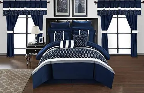 Chic Home Dinah 24-Piece Queen Comforter Set – Coastal-Inspired Blue Bedding Ensemble With Matching Accessories 1