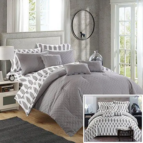 Chic Home Grey Queen Comforter Set – 10-Piece Bedding Ensemble With Coordinated Pieces 1