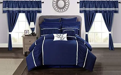 Chic Home Mayan Blue Queen Comforter Set – 24-Piece Bedding Ensemble 1