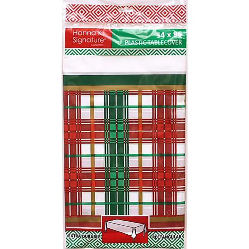 Christmas Plaid Heavy-Duty Plastic Tablecloth – 54" X 96" 1