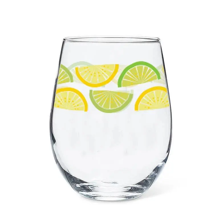 Citrus Slice Design Stemless Wine Glass 1