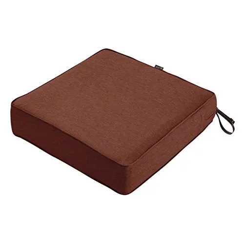 Classic Accessories Montlake Outdoor Seat Cushion – Water-Resistant 21"×21" Square Patio Chair Pad In Heather Henna Red 1