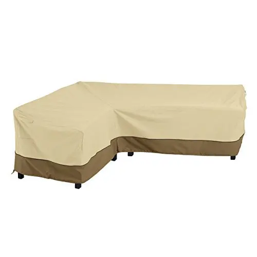 Classic Accessories Veranda L-Shaped Patio Sofa Cover – Large Left-Facing Sectional Protection, Pebble Color, Weather-Resistant 1