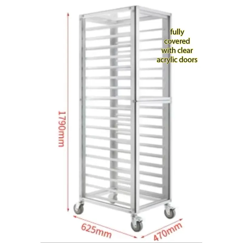 Commercial-Grade Movable Baking Rack With 18 Covered Trays 1