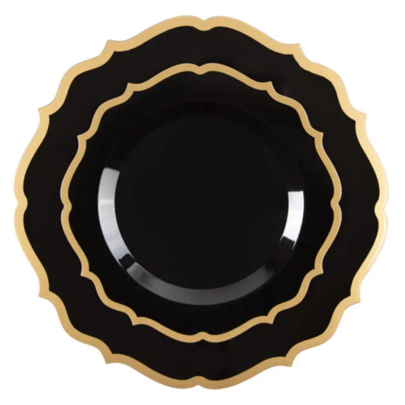 Contemporary 10-Inch And 7-Inch Black-And-Gold Disposable Plate Set 1