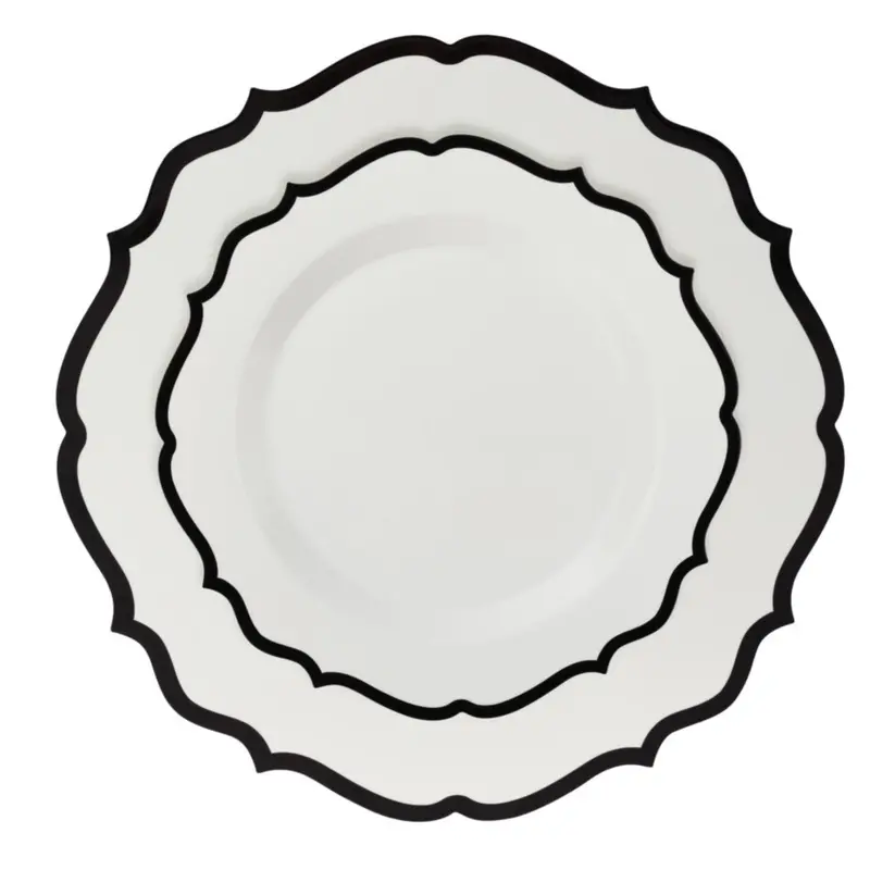 Contemporary 10-Inch And 7-Inch Black-And-White Disposable Plate Set 1