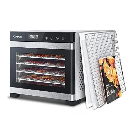 Cosori Premium Food Dehydrator – 6-Tier Stainless Steel Dryer With Precise Temp Control, 50 Recipes, And Etl Certification For Jerky, Fruit, Herbs & More (Silver) 1