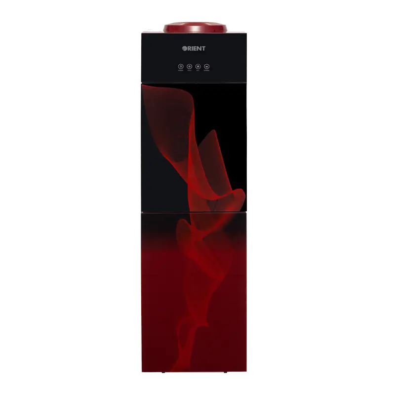 Crystal Triple-Tap Red Glass-Door Water Dispenser 1