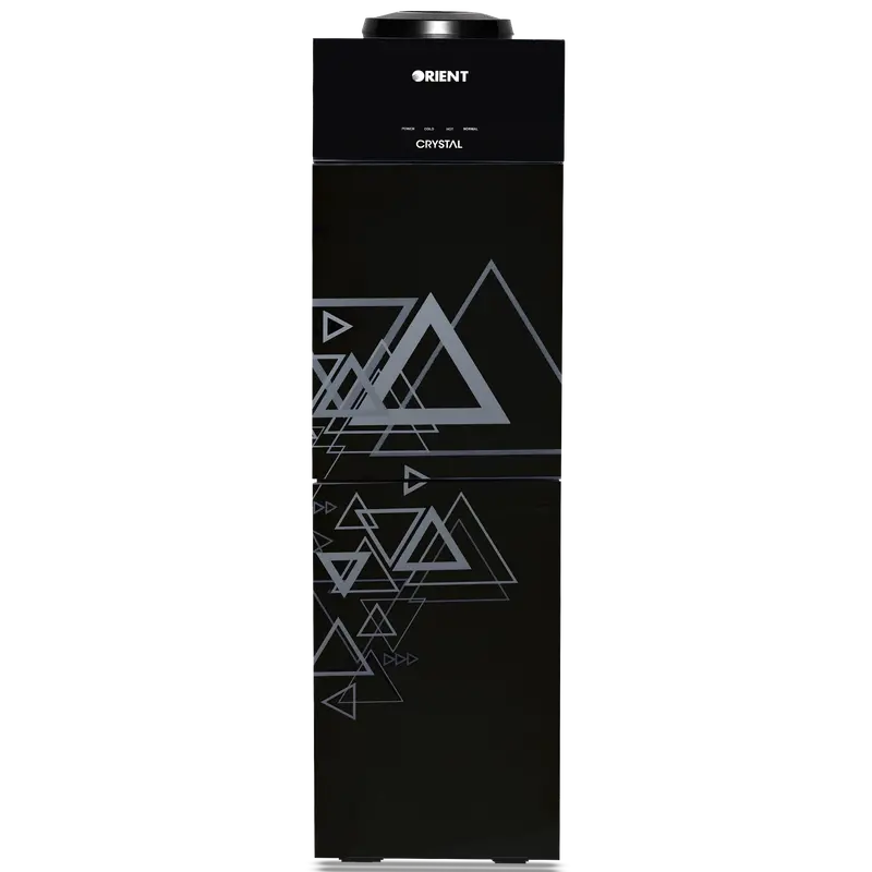 Crystal Triple-Tap Triangle Black Glass-Door Water Dispenser 1