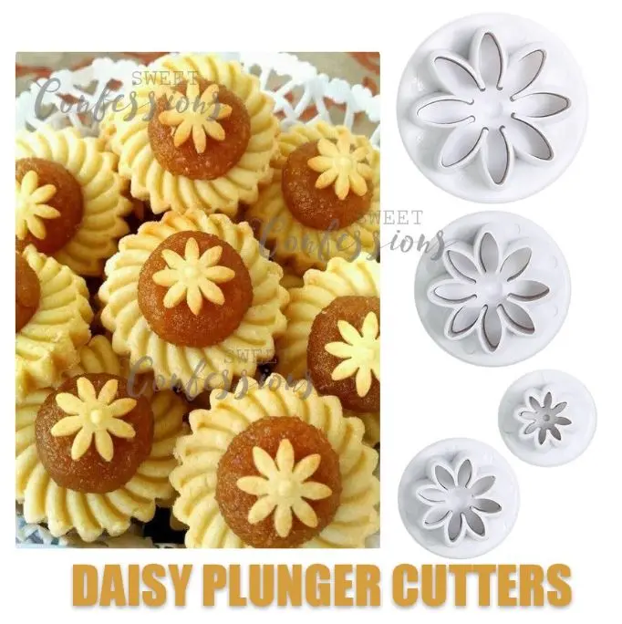 Daisy And Sunflower Plunger Cutter Set – 4-Piece Fondant Mold Collection For Botanical Decor 1