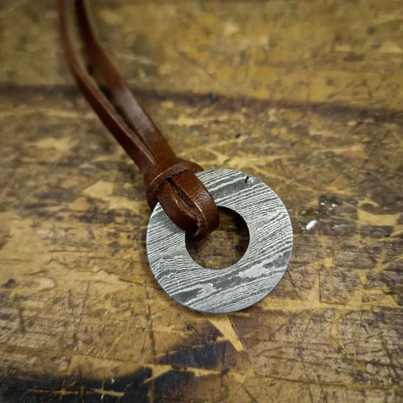 Damascus Steel Pendant – Hand-Forged Pattern-Welded Necklace (Imperfections Included) 1
